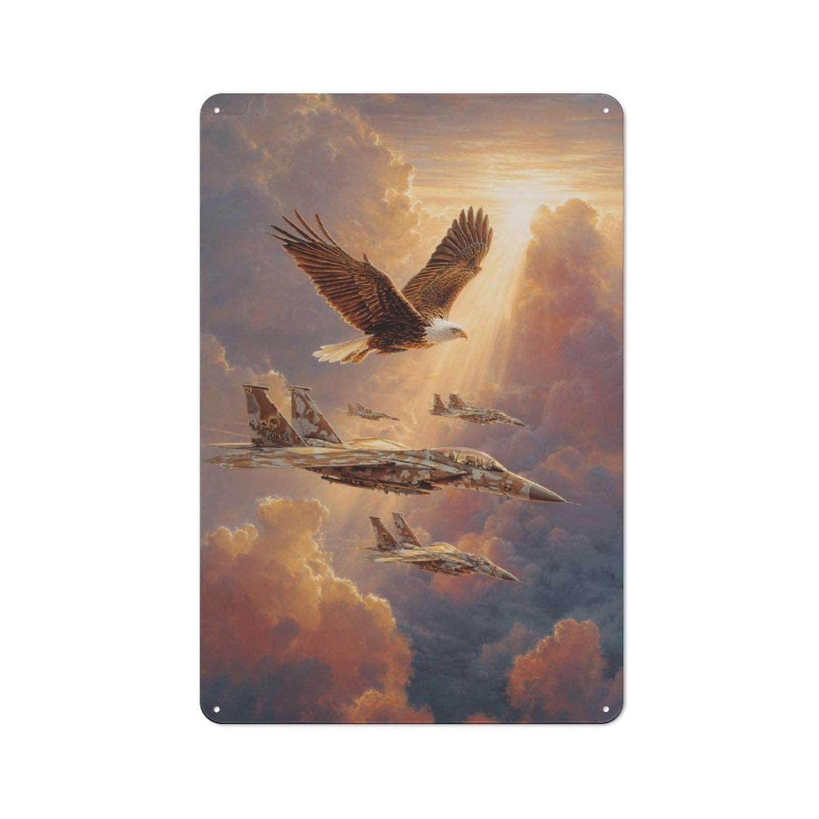 Junmoney Eagle And Jets Soar Together Vintage Tin Sign 30X20cm With For Man Cave Or Games Room, Suited To Wall Displays In Games Rooms And Man Caves