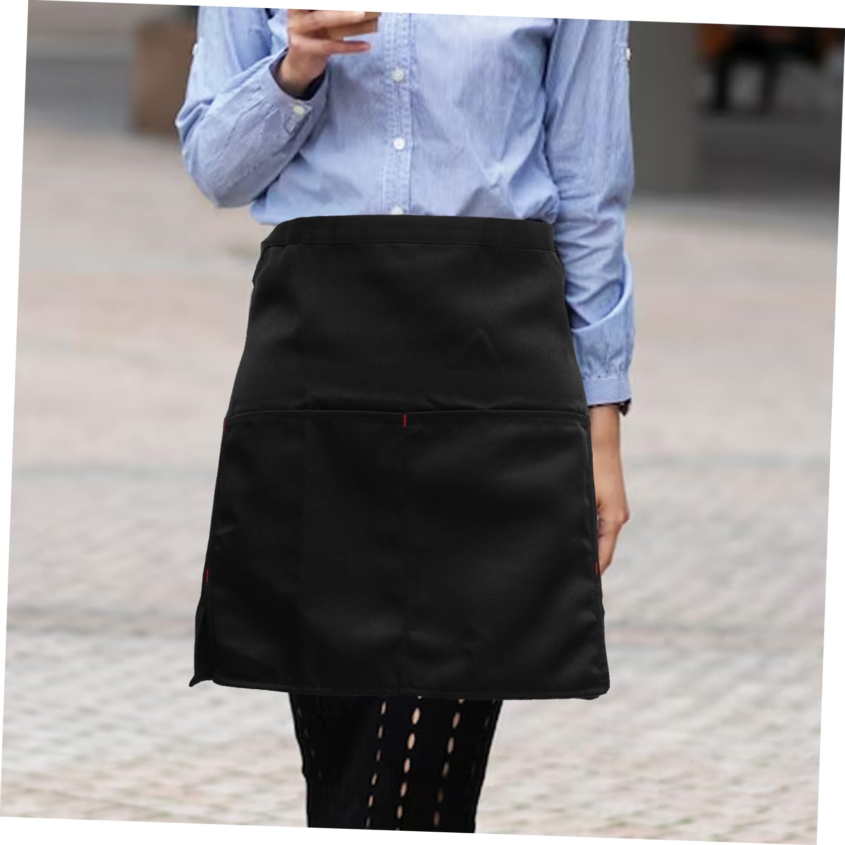 AUTSUPPL Two Pocket Short Waist Apron Chef Cooking Apron Reusable Apron Decorative Apron Cafe Pub Apron Party Apron Women Cooking Apron Chef Apron Chef Working Apron Kitchen Black Cloth