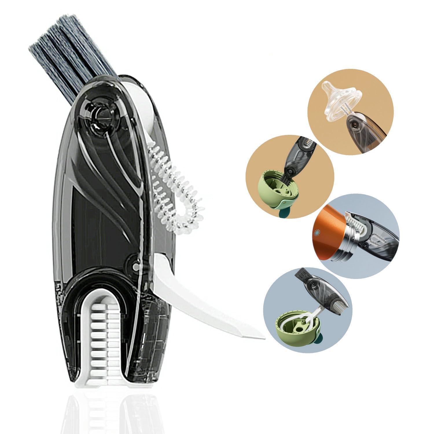 4in1 Multifunctional Cleaning Brush Set, 1pc Bright Grey, Plastic