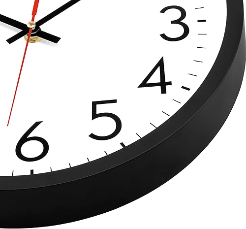 Miniatura 3 de Lumuasky Reloj de pared, silencioso sin tictac, de 12 pulgadas, de cuarzo, funciona con pilas, reloj de pared analógico redondo para aula, escuela,