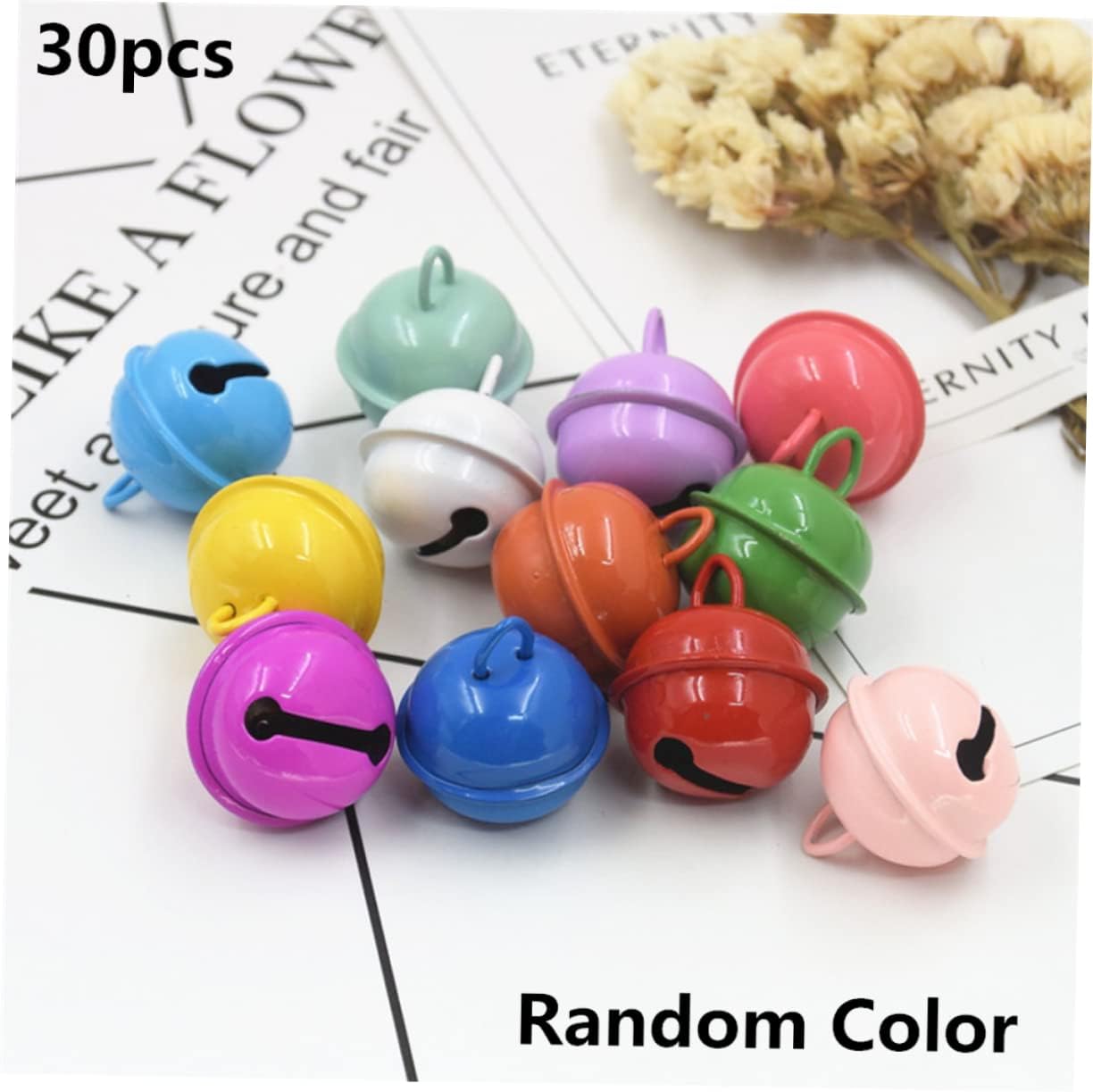 30pcs Colorful Mini Jingle Bells Metal Round Bells for DIY Crafts Jewelry Making and Christmas Decorations Random Mix