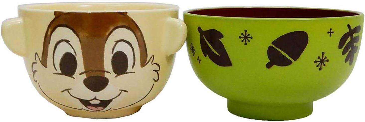 Sunart Disney "Chip and Dale" Chip (Crayon Touch) Soup Bowl and Rice Bowl Set, Mini SAN3003-5