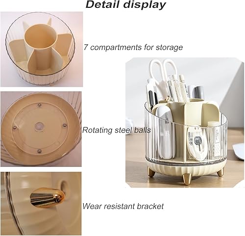 Miniatura 3 de Soporte giratorio para lápices, organizador de escritorio con diseño de múltiples compartimentos, solución de almacenamiento elegante y funcional