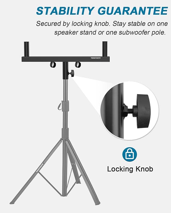 Vondynote Dual Speaker Mount Adapter, Single Pole Mounting Fork Bracket Bar
