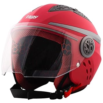 Steelbird Girls/Womens Fairy Specially Designed ISI Certified ABS Helmet Fitted with Clear Visor (Glossy Cherry Red, Large 600 mm)