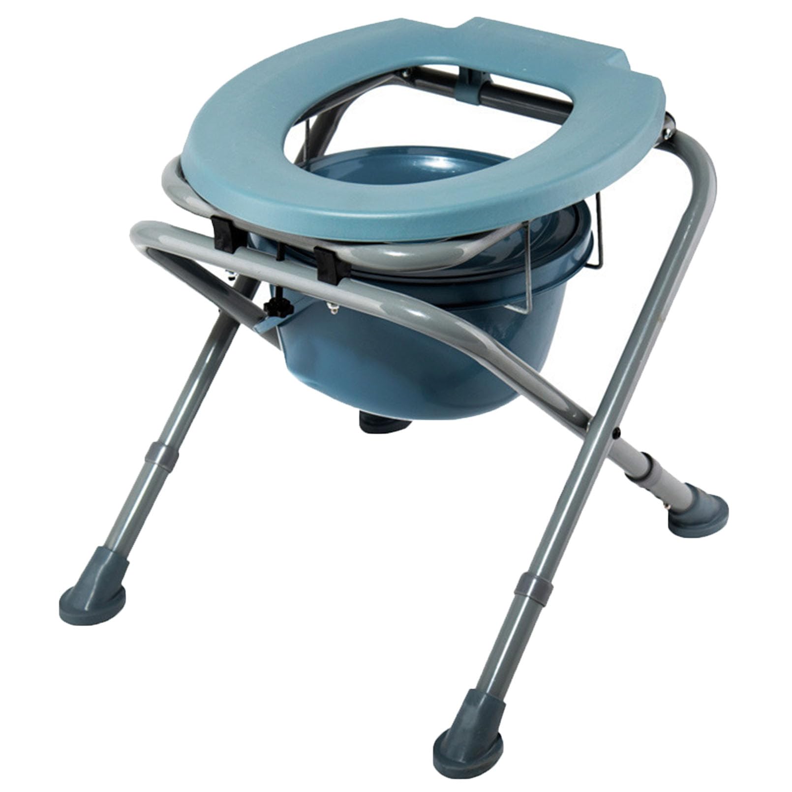 4-in-1 Folding Bedside Commode, 380lbs Commode Chair for Toilet, Padded Seat, Height Adjustable Bedside Toilet, Shower Chair, Adult Potty Chair for Seniors Elderly Disabled Bariatric, Cyan