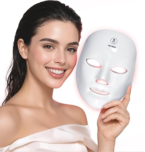 Portable Rechargeable LED Face Mask with 7 Colors, Cordless Red Light Facial Skin Care Device for Home Travel