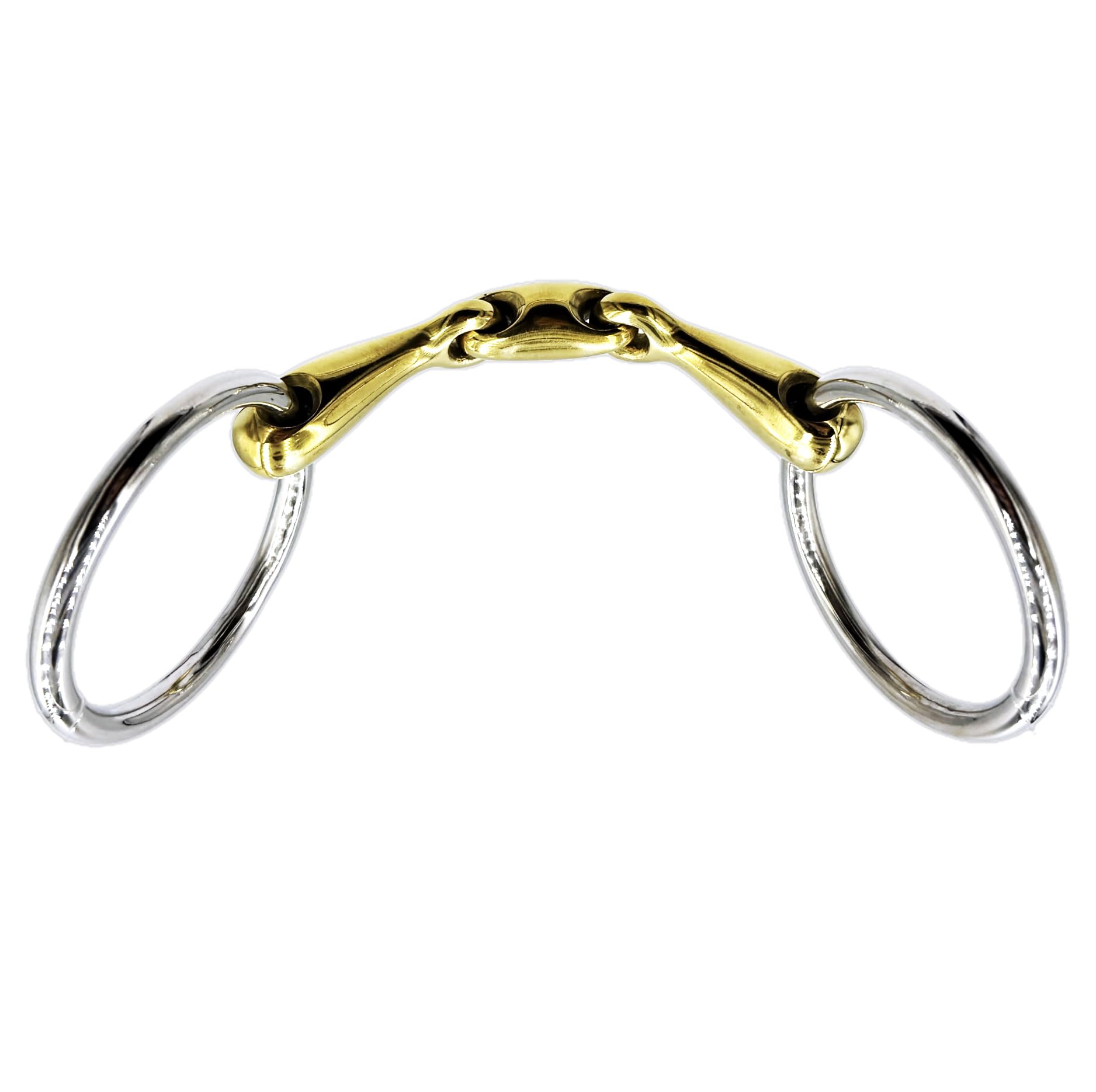 ES0275 Gebiss Wassertrense Doppelt Gebrochen aus Kupfer und Edelstahl Ringdurchmesser 60 mm Gebissstärke 14 mm (14.5 cm)