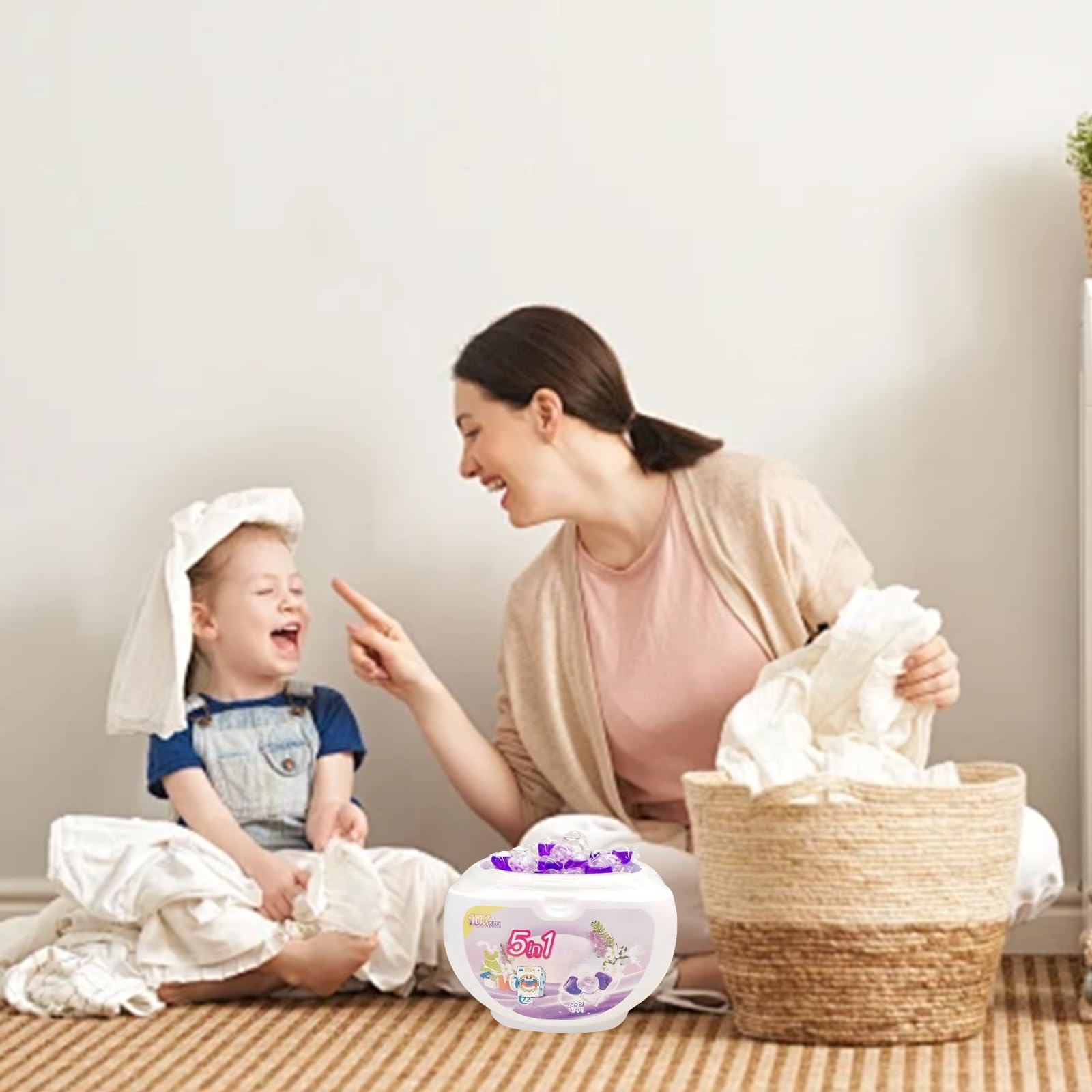 5-in-1 Waschmittel-Pods mit Weichspüler Duftperlen, White Musk Wasch-Pods für alle Textilien Farben, Tiefenreinigung, Langanhaltender Frischeduft (3PCS)