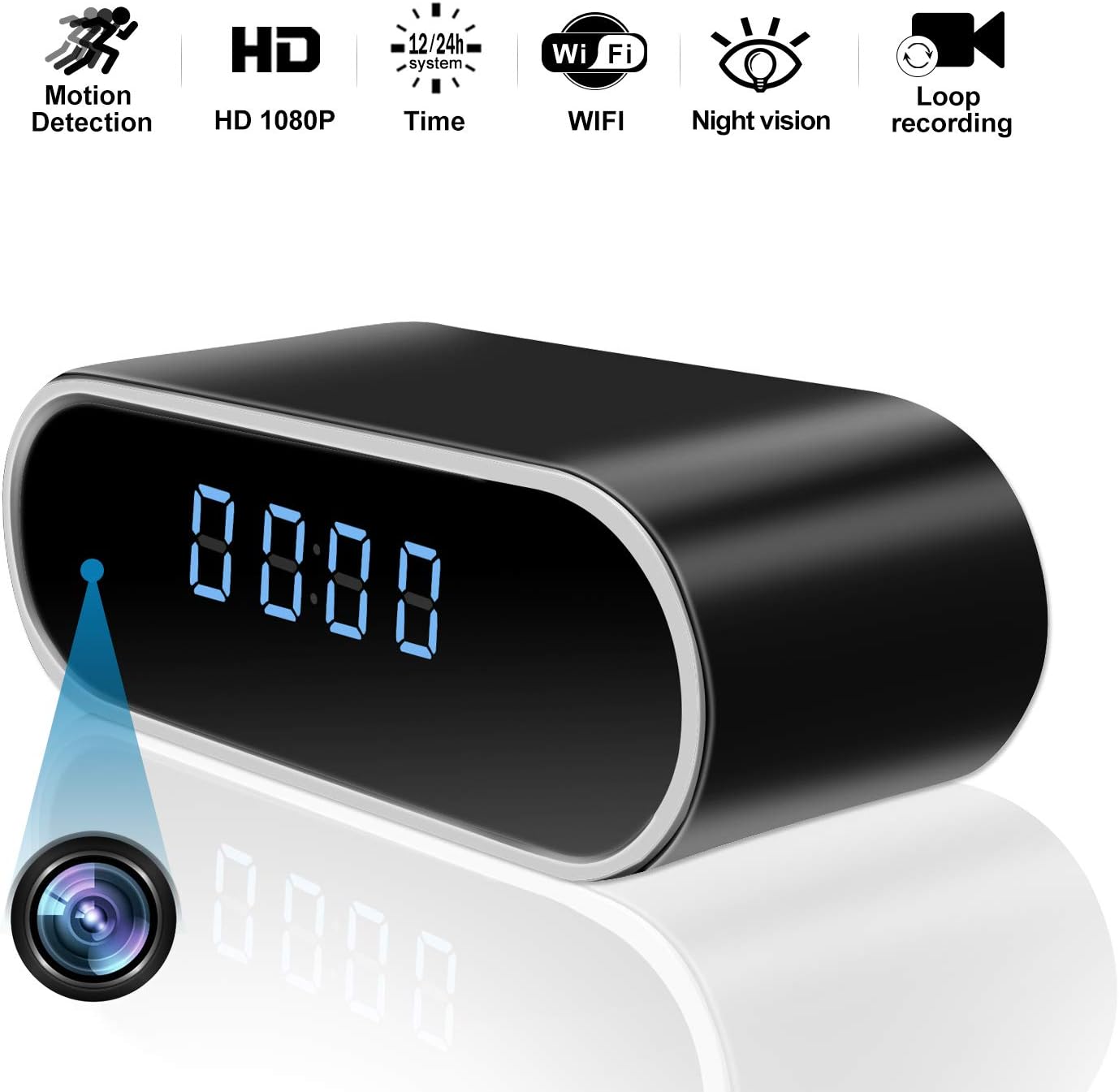 MINGYY 1080P Wireless Hidden Camera WiFi Clock Camera Night Vision Camcorder Motion Detection Camera Pet Kids Office Nanny Cams for Home Surveillance Cameras