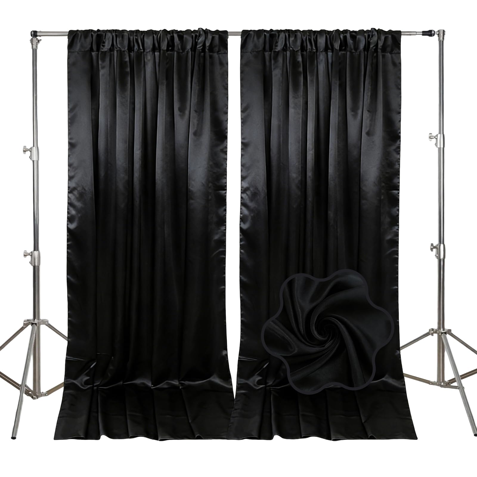 Photo 1 of 10ft x 10ft Deep Green Backdrop Curtains for Parties, Fabric Satin Background Curtain with Rod Pockets for Weddings, Birthday, Baby Shower, Photography, Graduation Party Backdrop Drapes, 2 Panels