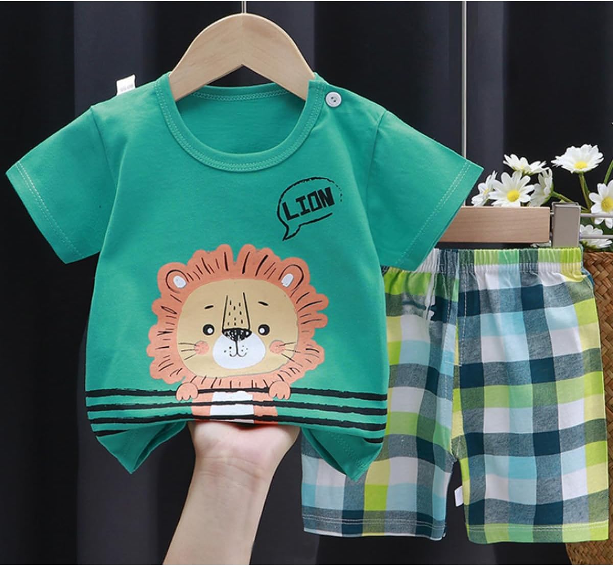 Toddler Boys 4 Pieces T-shirts and Shorts Summer Outfit Striped Shirt Short Set - Image 5