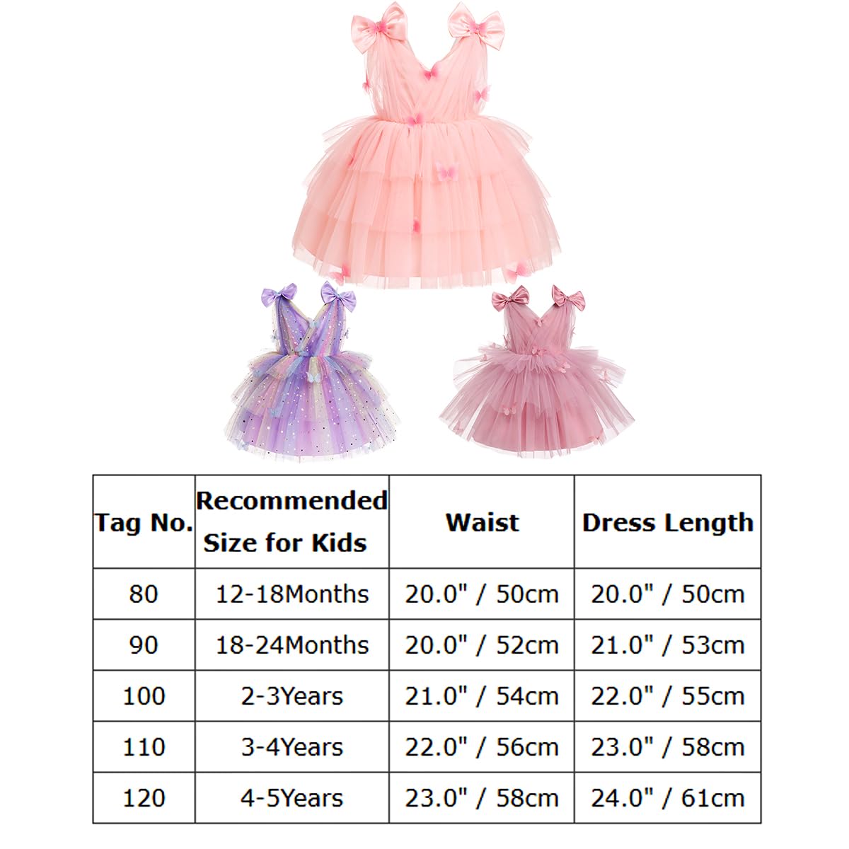 IDOPIP Bébé Fille 3D Papillon Tulle Robe Arc épaule V Cou sans Manches Princesse Demoiselle d'honneur de Soirée