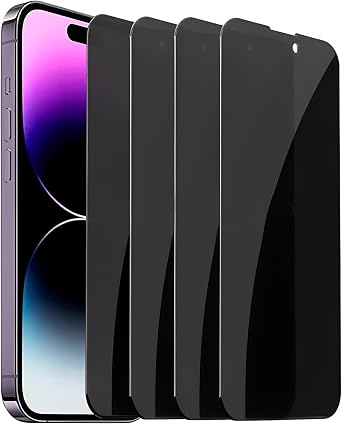 1-4Pcs Anti-Spy Privacy Screen Protectors for iPhone 17/16/15/14/13/12/11 Pro Max Mini Plus Air 9H Tempered Glass with 28 Anti-Peep Phone Screen Film For iPhone 17 Pro Max,2PCS Privacy Glass