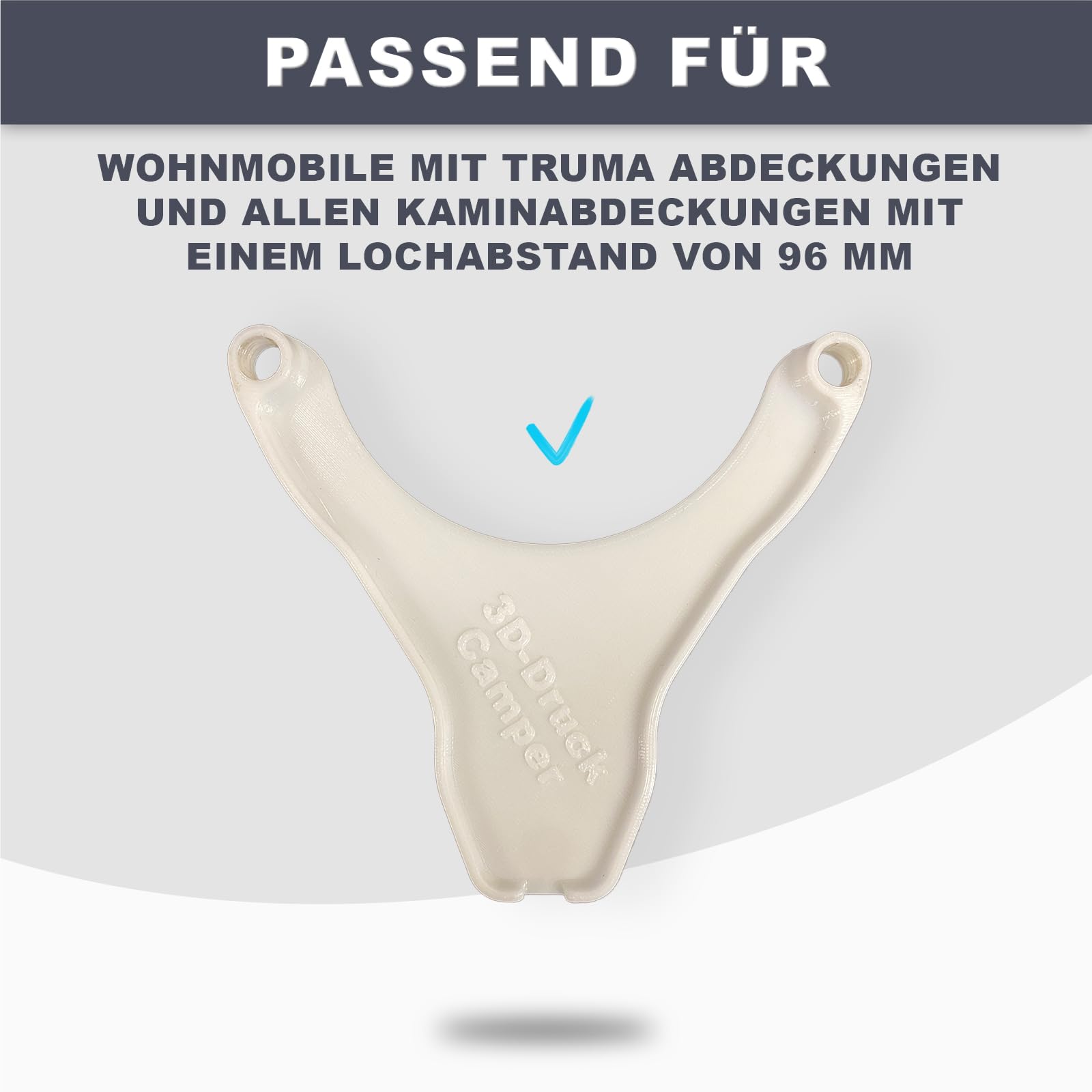 3D-Druck Camper Déflecteur de condensation flexible pour camping-car, compatible avec les couvercles Truma et toutes les couvertures de cheminée avec un espacement des trous de 96 mm (blanc)