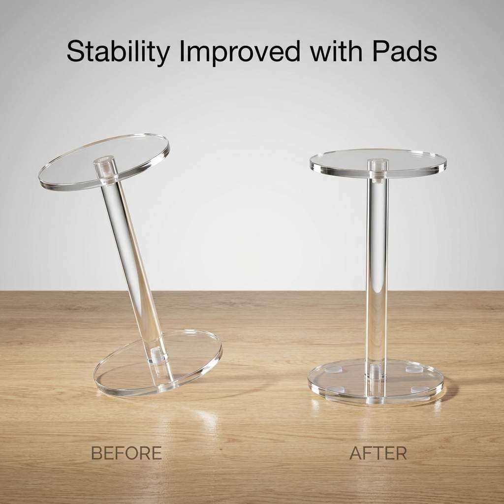 QWORK Round Acrylic Display Stand, Premium Clear Round Riser Stands, Set of 3