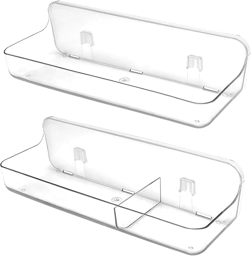 Paquete de 2 soportes de almacenamiento de juguetes de baño para bañera, estantes adhesivos de acrílico, cinta adhesiva para espejo de baño, sin