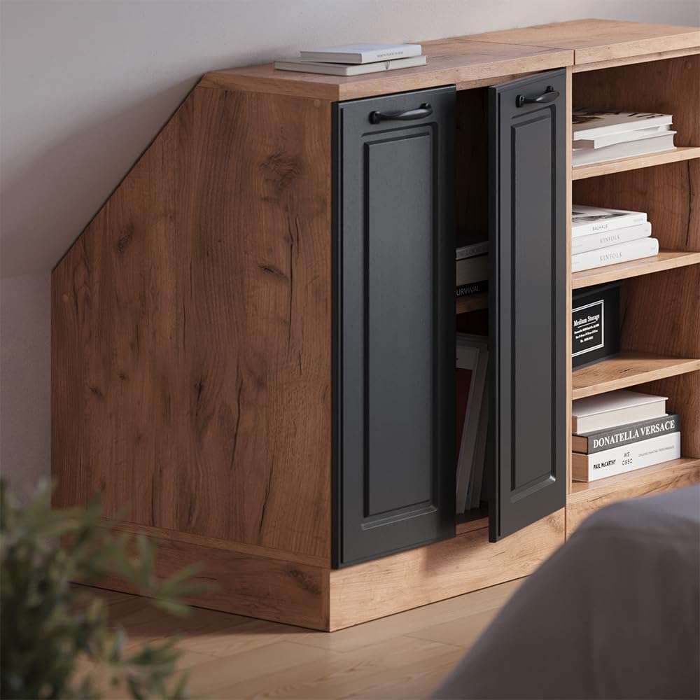 Vicco Meuble de Rangement sous Pente Rion, Anthracite Campagne/Chêne de Force doré, L60 x P60 cm avec 2 Portes, Gain de Place pour Les pièces mansardées