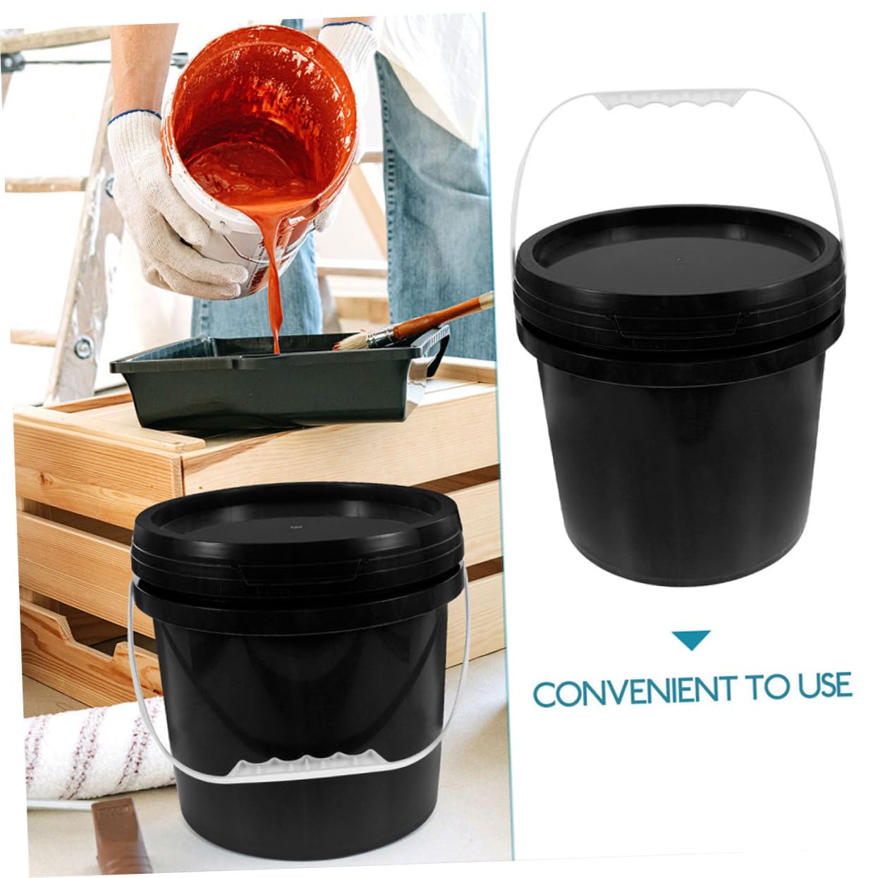 Tofficu Cubeta de Plástico Asa de Almacenamiento de Pintura Uso Profesional y DIY Resistente y Duradero