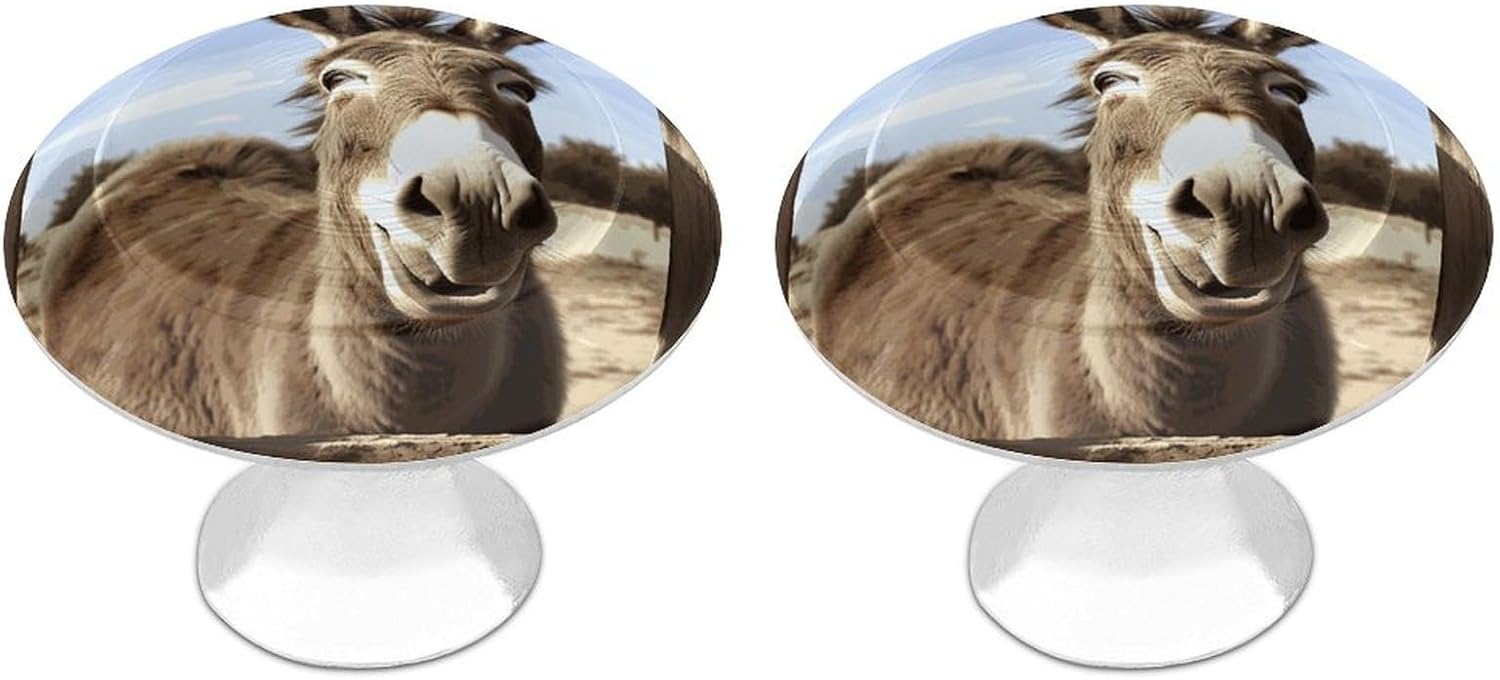 2 Pack Funny Donkey Cabinet Knob with Installation Screws