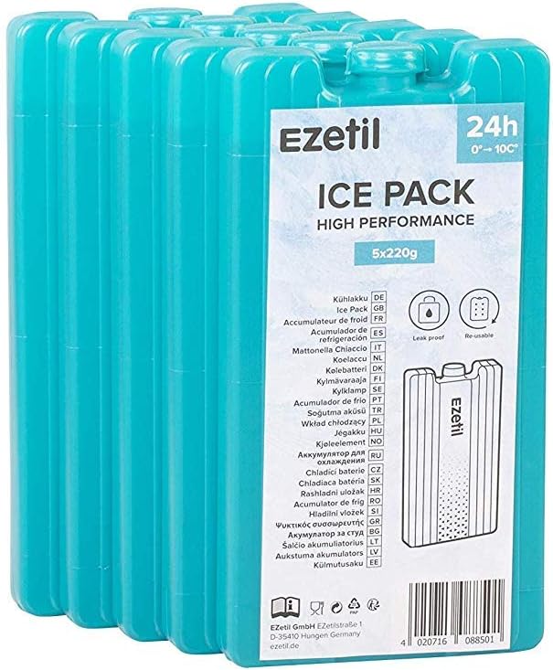 12 Hour Ice Block Pack 5 x 220g (5 x 7.4 Oz) - Ice Pack - 2.5kg Capacity