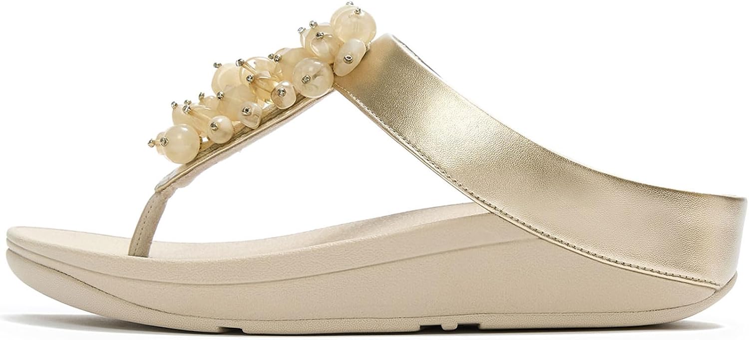 FitFlop Women's FINO Bead-Cluster Toe-Post Sandals | Lightweight Supportive Summer Sandals w/Cushioned Comfort & Arch Support