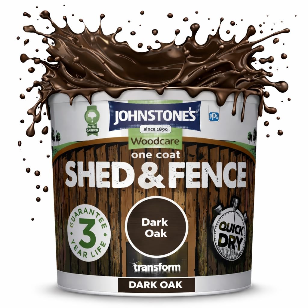 AXpower Inspirational Technology Empowering People One Coat Quick Dry Shed & Fence Treatment 5L – Exterior Wood Protection for Sheds, Fences & Garden Timber – Dark Oak Finish