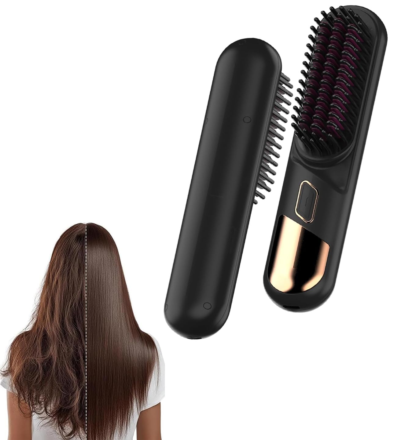 Cordless Straightener Straight Hair Brush, Negative ion Thermal