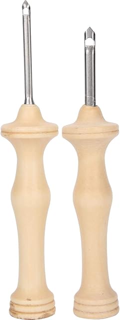 Cikonielf 2Pcs Punch Needle Set Wooden Handle Embroidery Punch Needle Pen Stitching Tool for DIY Craft Thread and Yarn