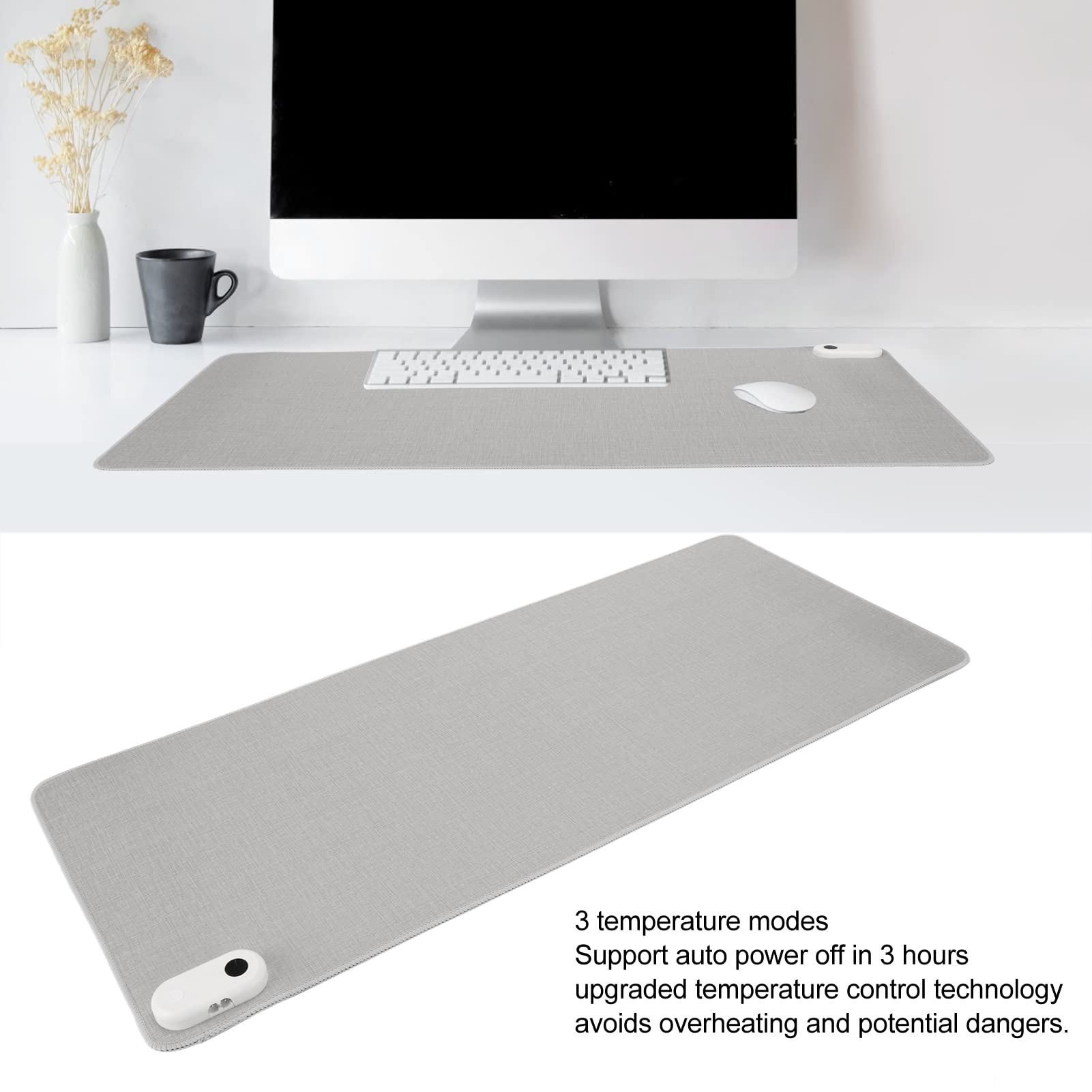 Yangers 80x33cm Heated mouse pad Auto power off Desktop Mouse pad 3 Heating Levels Table Mat Warm Electric Blanket For PC Keyboard Laptop Office and