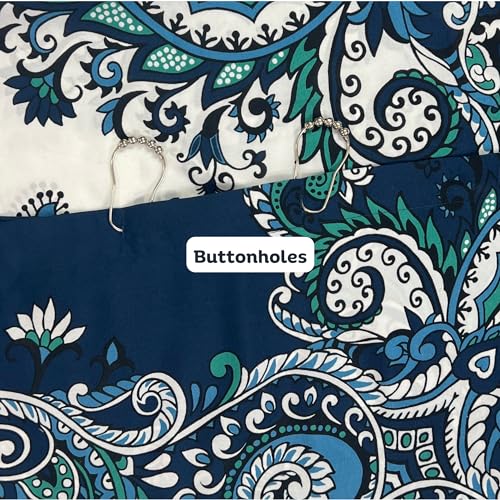 Serafina Home Boho Shower Curtain, Navy Teal White Mandala Floral Design thumb #4