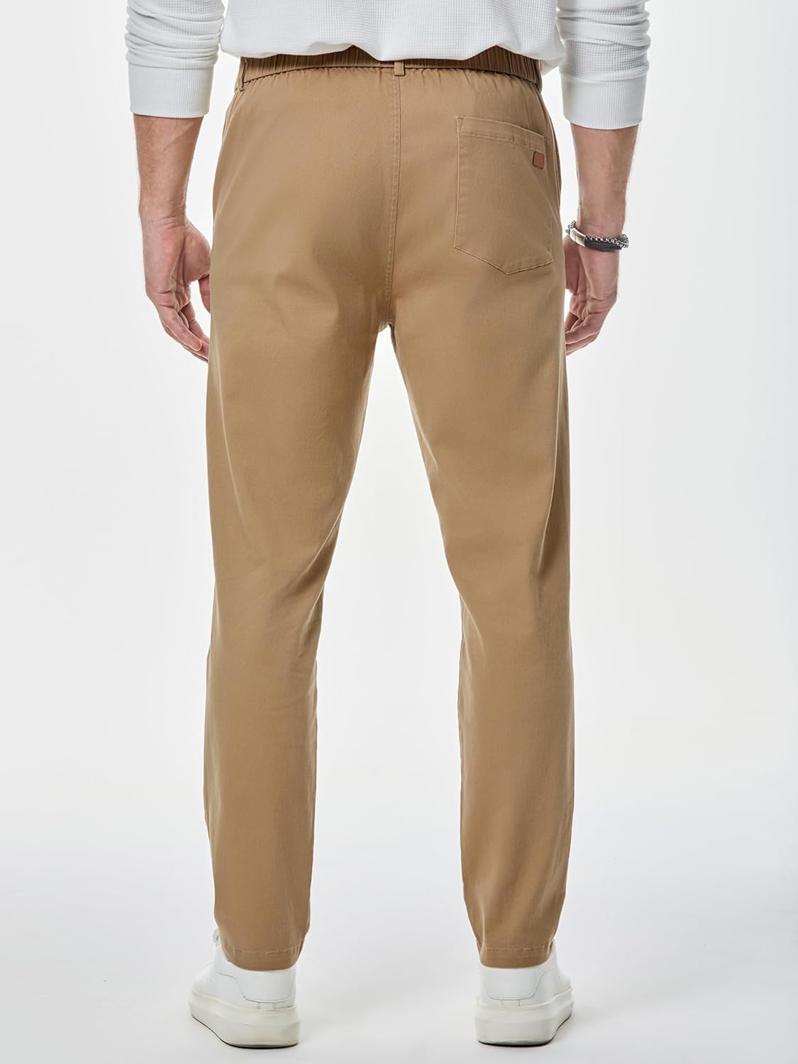 JMIERR Men's Chino Pants Casual Elastic Waist Tapered Golf Trousers - Image 2