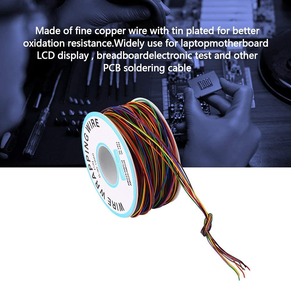 Walfront 250m 8 Drut elektroniczny 30AWG Rolka kabla elektrycznego miedzianego, izolowana PVC P/N B-30-1000