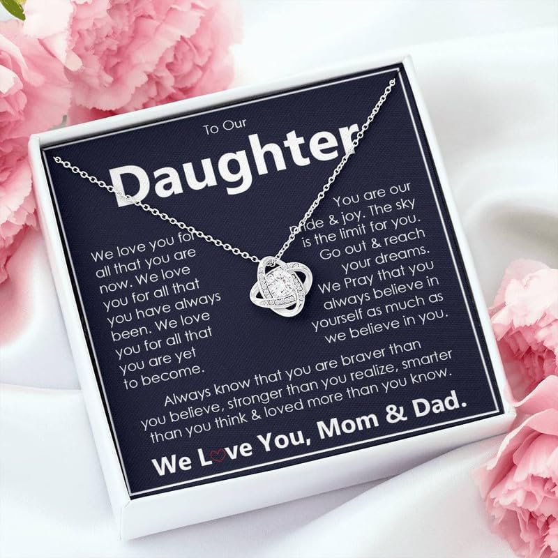 Mother/Father Daughter Necklace, Birthday Christmas Jewelry Gift for Daughter from Mom and Dad, with Message Card and Gift Box - Image 3