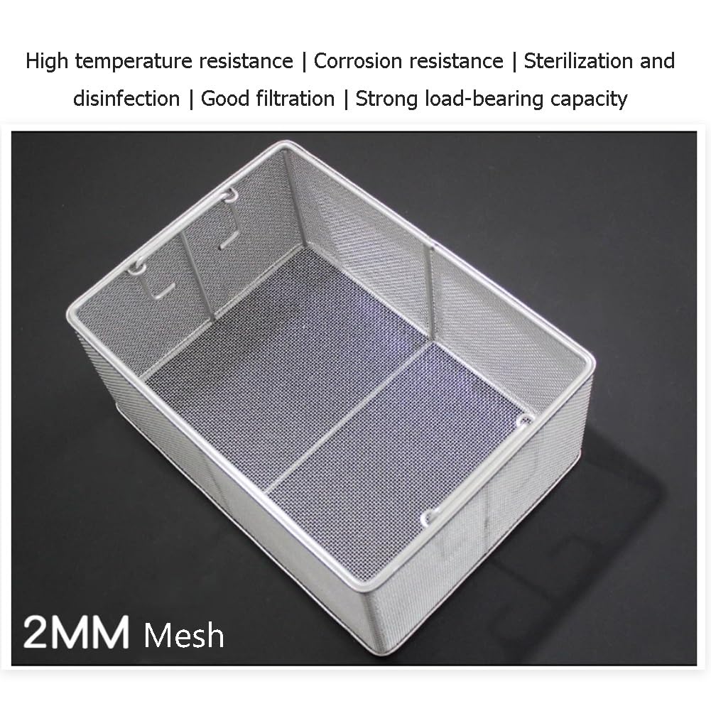 Cestino medico sterilizzante, vassoio disinfezione in acciaio inox 304, cestelli perforati per sterilizzazione ospedaliera e chirurgica, 50 x 40 x 15 cm