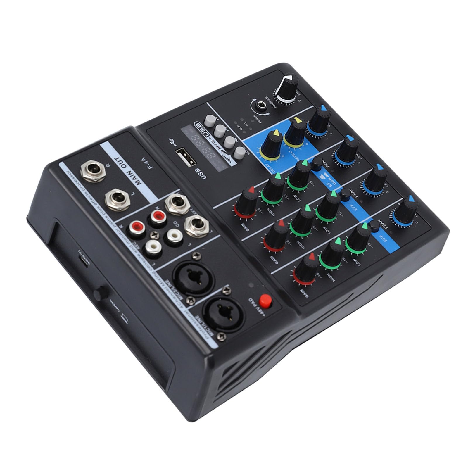 Mixer Audio a 4 Canali Mixer Audio Professionale USB BT per Feste DJ Registrazione in Studio Materiale ABS per Registrazione di Musica su Computer Streaming Live Attrezzatura da