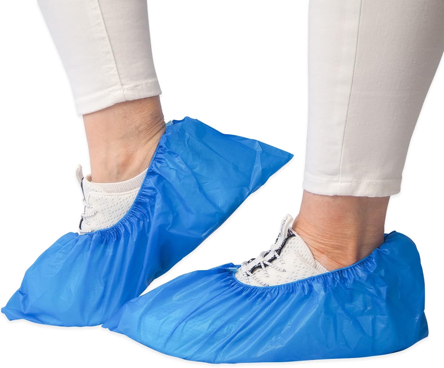 Produktbild von 100 Einweg-Überschuhe – Wasserdicht, Rutschfest, Blau, 37x15 Cm, Für Autos, Besuche & Regen
