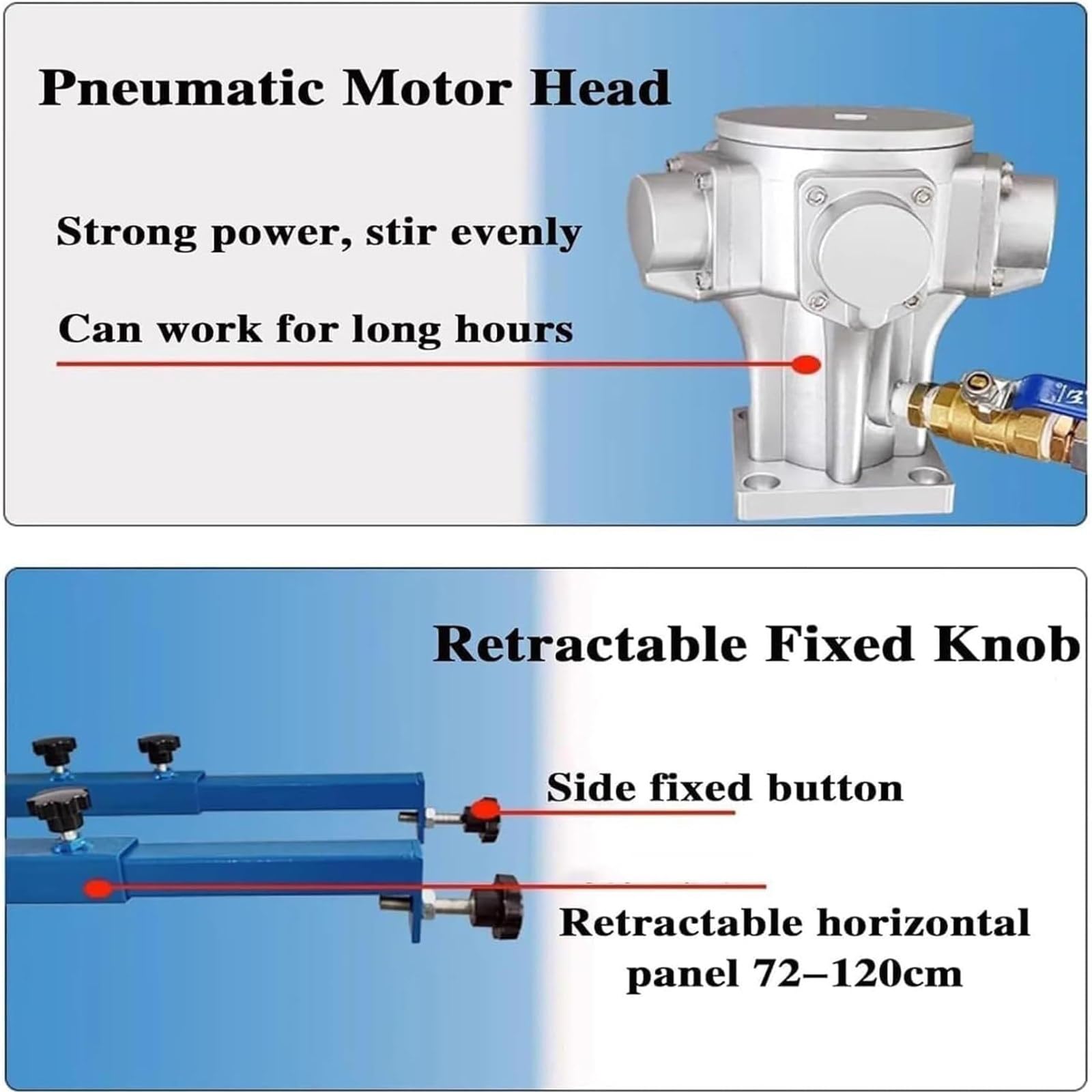 Mezclador de tanque neumático, agitador de aire de 265 galones, 1/2HP, 3/4HP, 1HP herramienta de mezcla para pintura, materiales de revestimiento, disolvente de tinta líquida viscosa