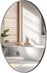 ANDY STAR Oval Mirror,22 x 30 Inch Brushed Nickel Oval Mirror, Oval Bathroom Mirror Brushed Nickel Metal Frame Wall Mounted