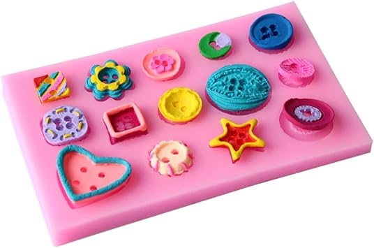 Soap Silicone Molds,11.3x7x0.8cm Button Molding Silicone Mold Epoxy Resin Cake Baking Decoration Chocolate Mold Button Jewelry Cake Baking Silicone Mold, Pink