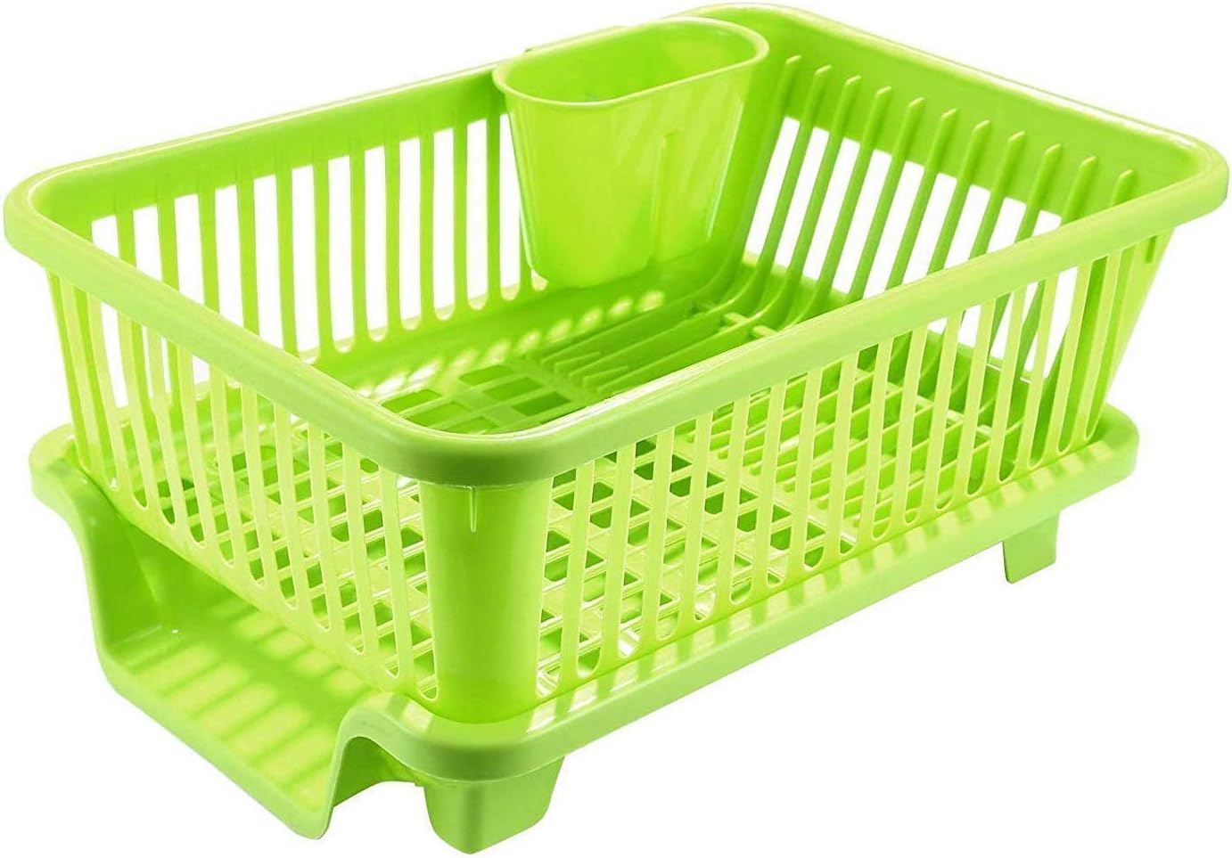 Rixim 3 in 1 Kitchen Sink Dish Drainer Drying Rack Washing Holder Plastic Basket Organizer with Tray (Multicolor, 44x24x14cm)
