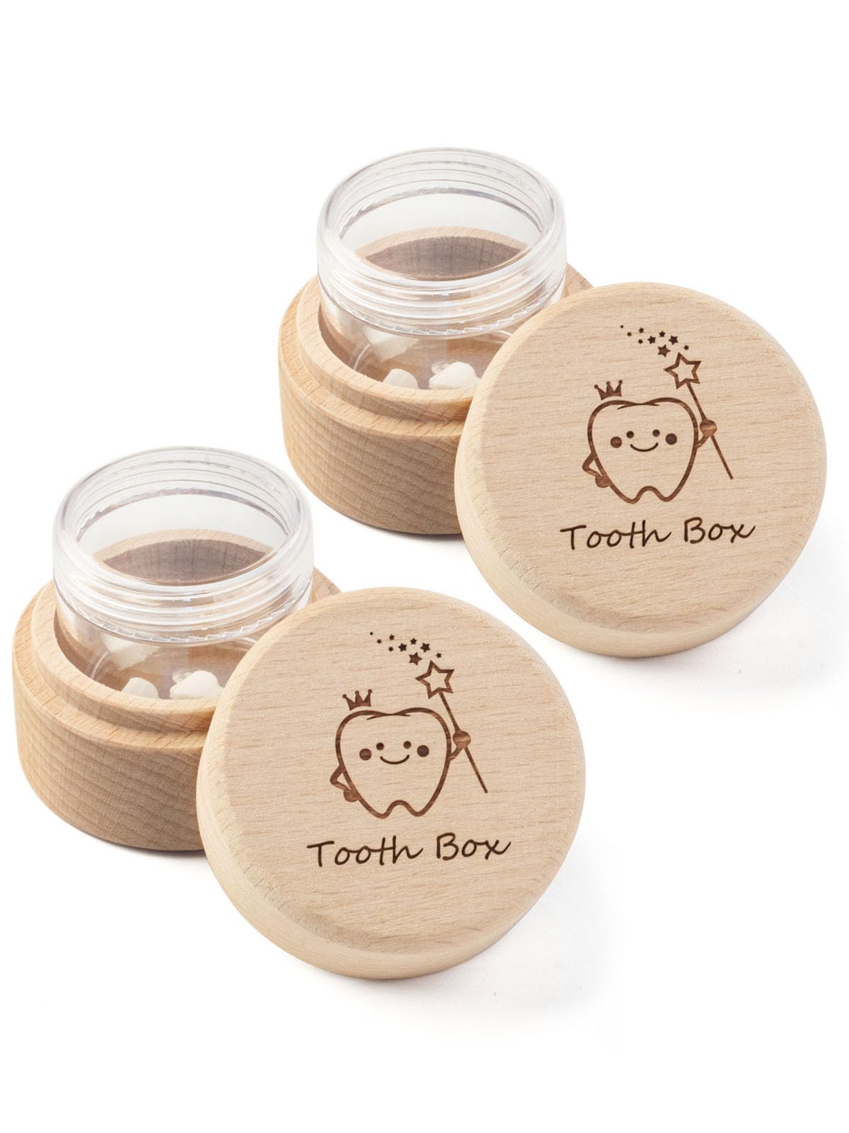 2 Cajas Hada Dientes Yuntop - Madera Natural Recuerdo Dientes Leche