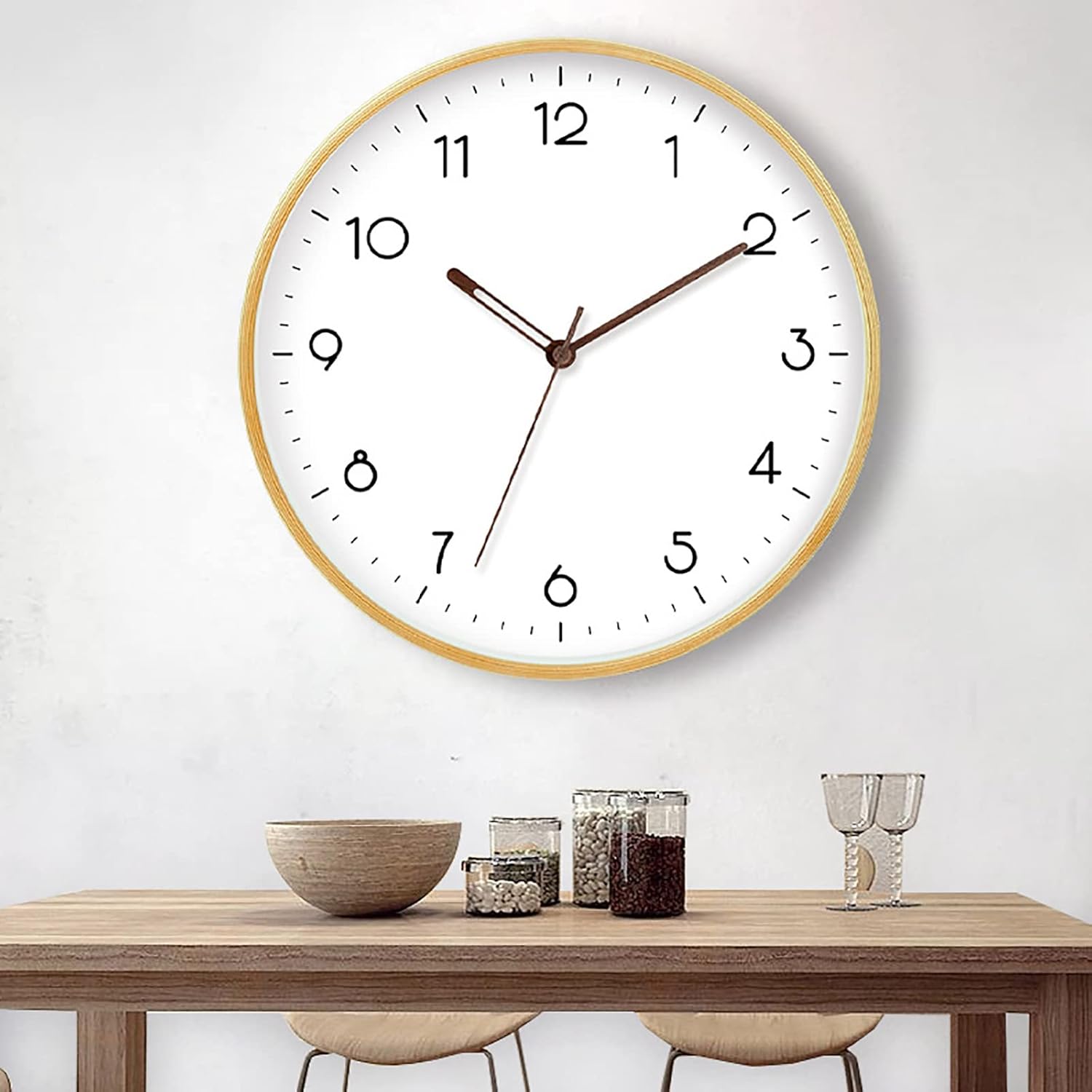 JATIBOSH Wall Clock Silent Non Ticking Outdoor Clock 12 Inch Easy to Read Hunging Clocks Battery Operated Wooden Decorative Clock for Garden Patio Pool Fence (Batteries Not Included)