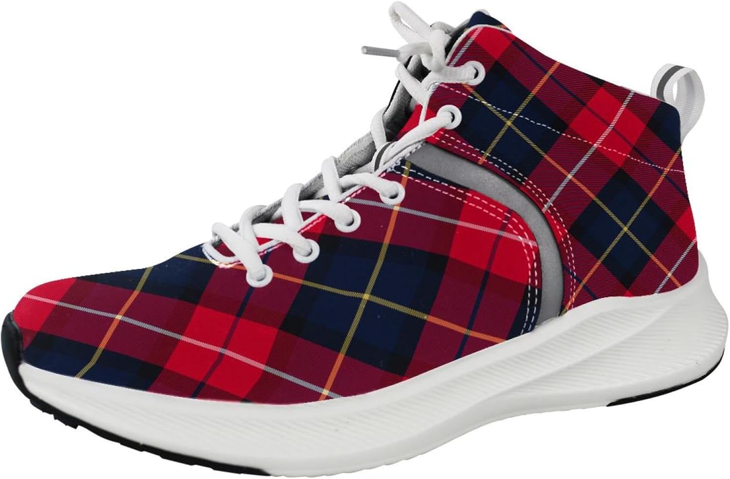 Red Navy Check Plaid Cross Line Men's Shoes Athletic Running Shoes