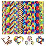 HTVRONT Puzzle HTV Heat Transfer Vinyl - 11 Sheets 12"x10" Autism Awareness Puzzles Iron on Vinyl for T Shirts, Rainbow Jigsaw Pattern HTV for All Cutting Machines - Easy to Cut & Weed