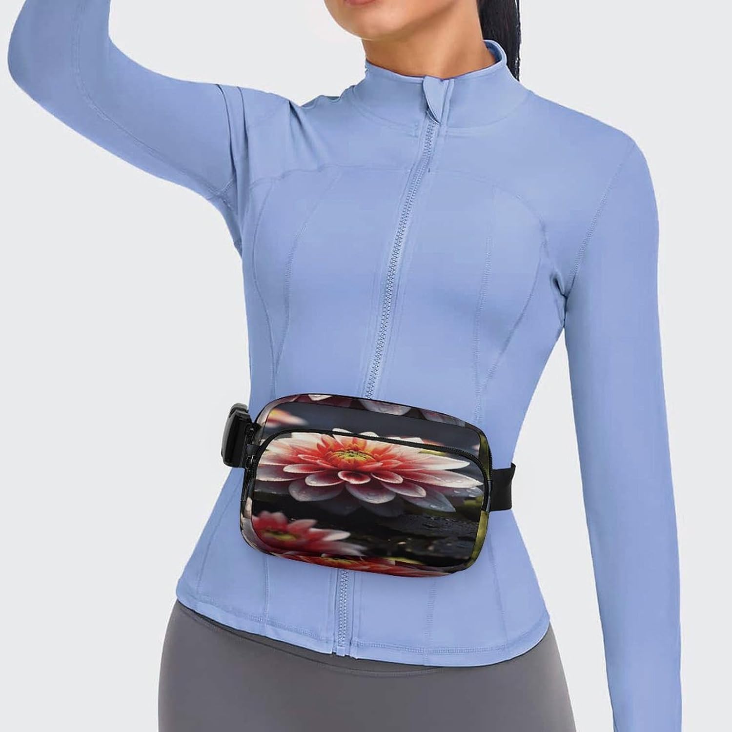 Flower Fanny Pack Belt Bag with Adjustable Strap Fashion Waist Bag for Outdoor Sports Hiking