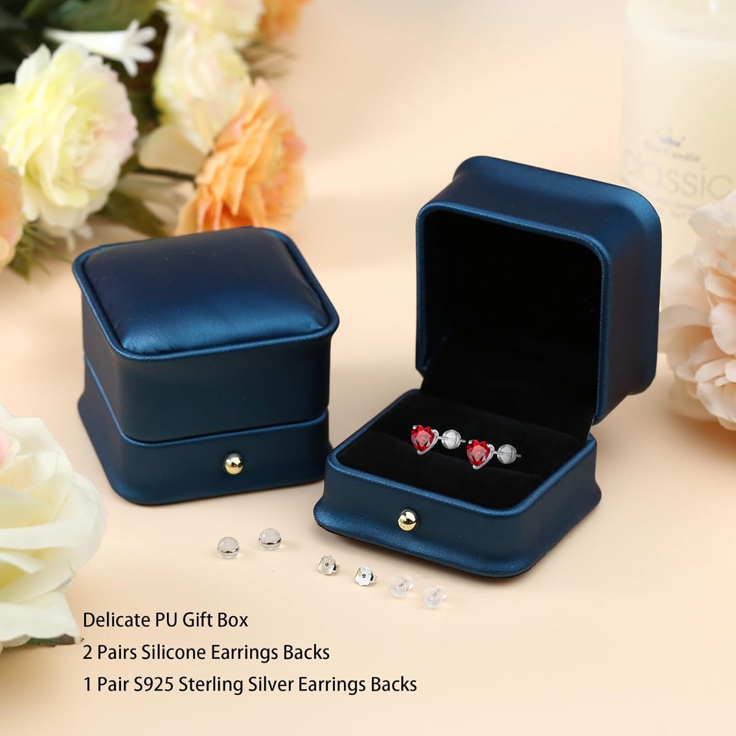 SMILEST Gifts for Her - 925 Sterling Silver Birthstone Earrings Dainty Heart Earrings Anniversary Birthday Gifts for Women Mom Wife Girlfriend Daughter - Image 3