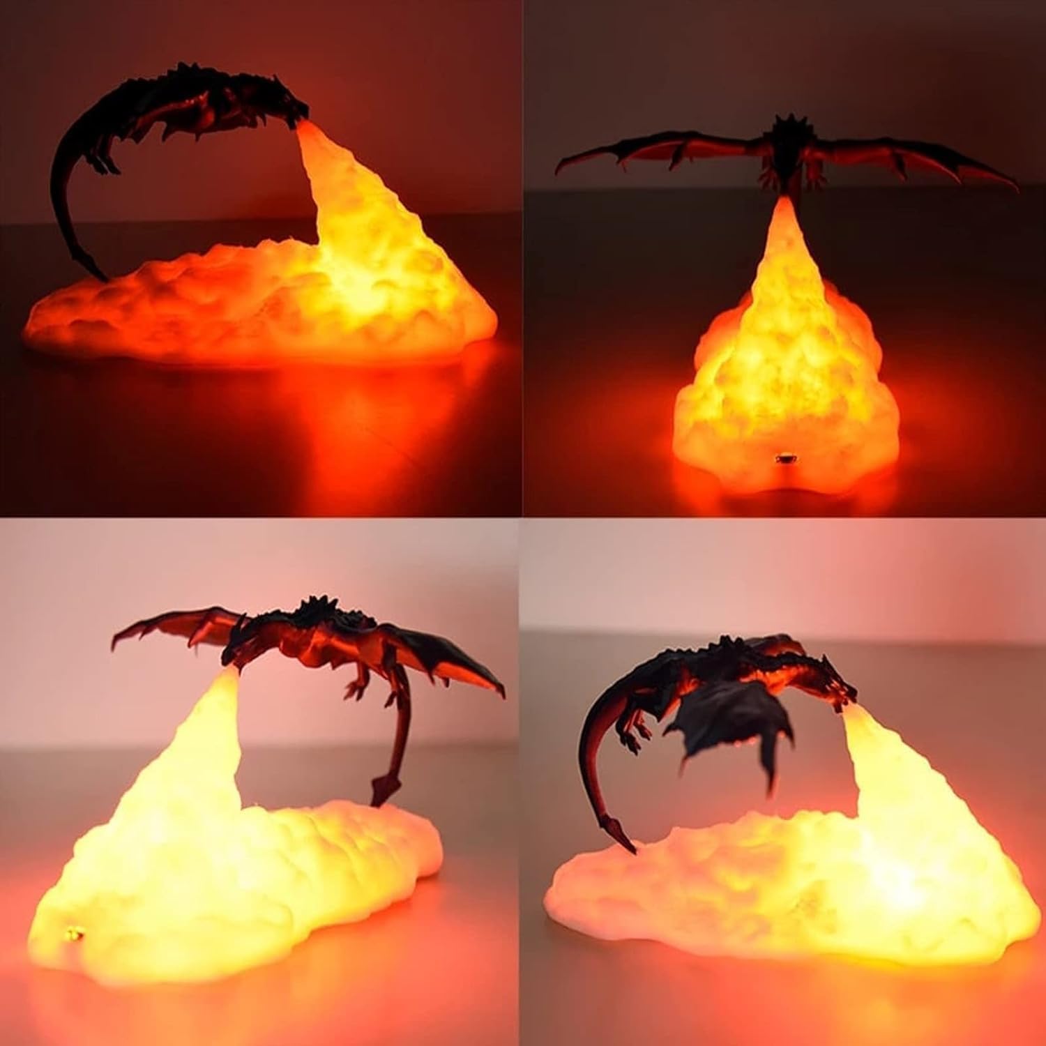 Garçons veilleuse feu Dragon Lampe lumière 3D imprimé Dragon lumière Volcan Dragon Lampes Lampe de Chevet pour Enfants garçons Filles
