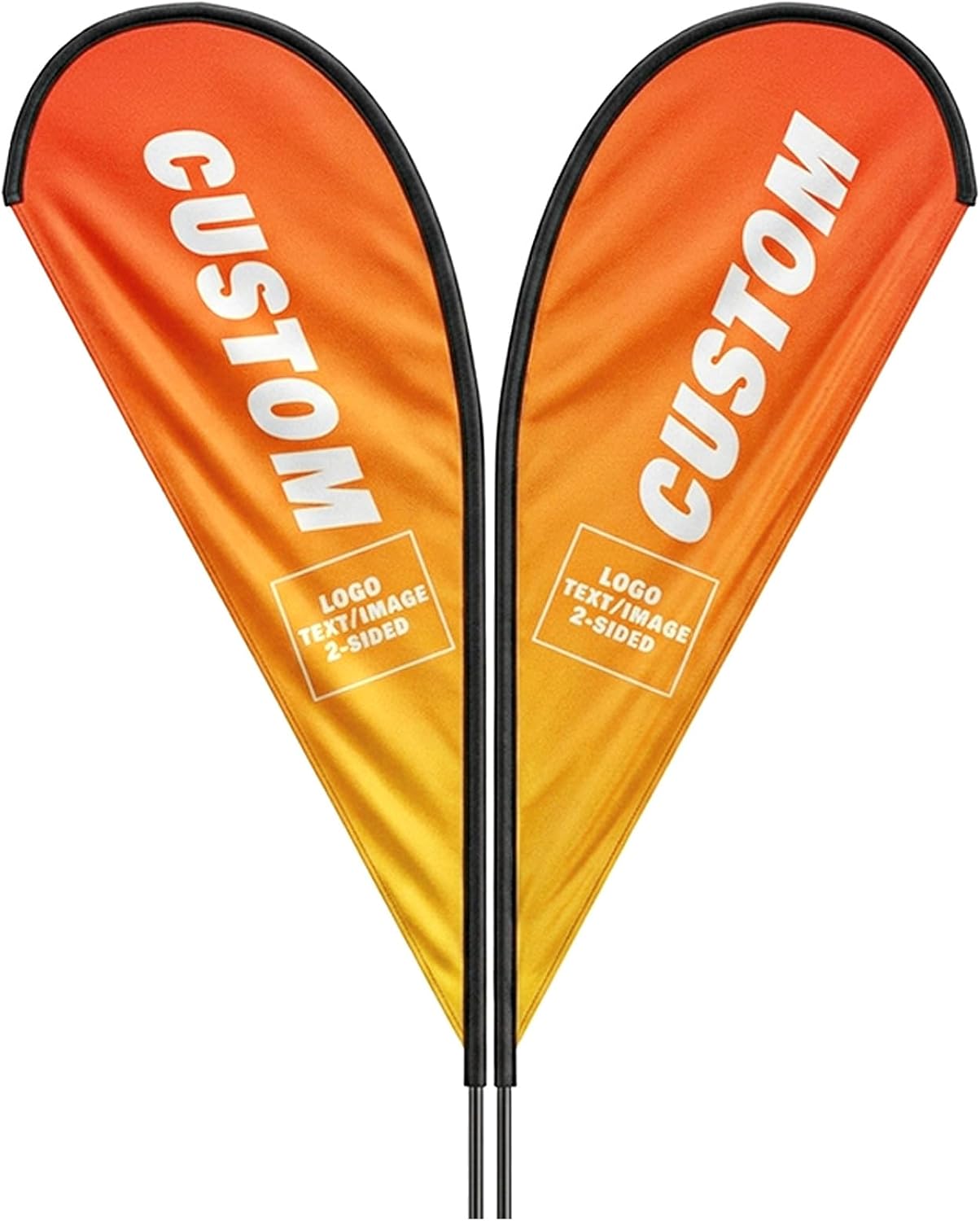Custom Advertising Teardrop Flags with Pole Kit - Personalized Logo Text, Single/Double Sided Printing, Ground Spike Included, Outdoor Business Signs for Open House, Real Estate & Grand Openings (Teardrop Flag, 4.27X10.83FT/1.3X3.3m)