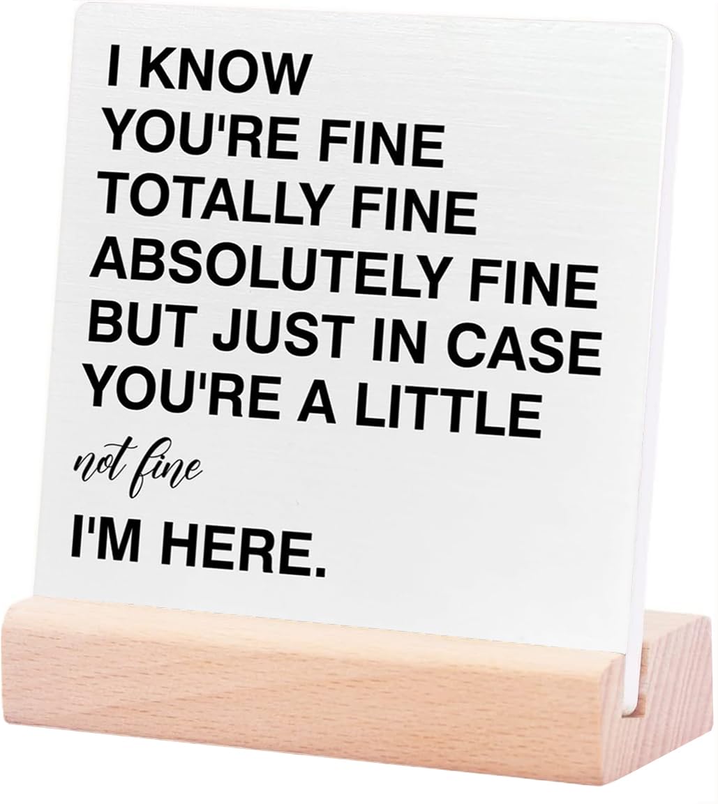 Cancer Warrior Gifts For Women Men, Birthday Gifts For Cancer Patients Chemo Inspirational Cancer Survivor Gifts, Cancer Support Fighter Encouragement Gifts, You'Re Fine, Wood Plaque 4X4Inch